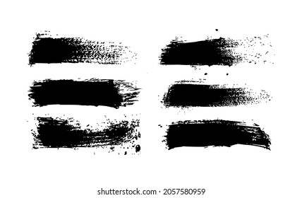 Vector illustration of black brush stroke set isolated on white background.