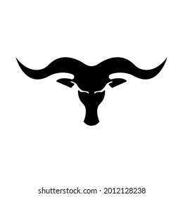 vector illustration of black bull's head, beautiful horns, great for icons, logos and tattoos as well as art.