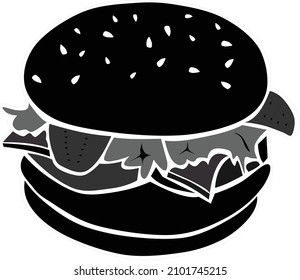 ilustración vectorial de la hamburguesa negra 