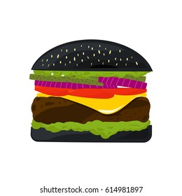 Vector illustration of black burger