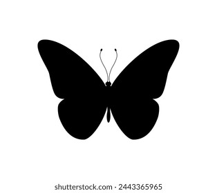 Vector illustration of black butterfly icon on white background.