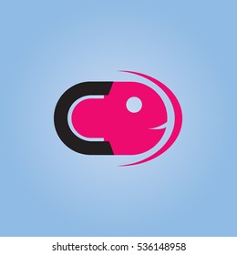 vector illustration of black c purple fisherman logo blue background