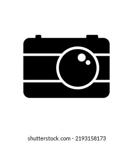 Vector illustration of a black camera logo with a big, aesthetic and cute lens.