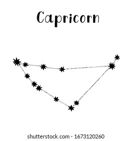 Vector illustration of black Capricorn zodiac star sign isolated on a white background.