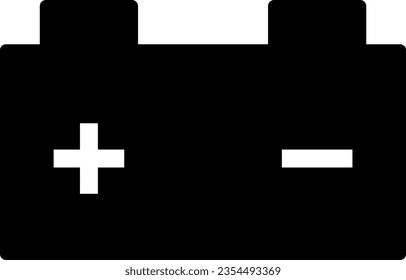 Ilustración vectorial del icono negro de la batería del coche.