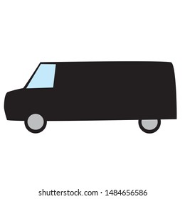 Vector illustration of a black car from the side. van, isolated.
