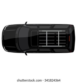 Vector illustration black car top view. Generic car. Sport car 