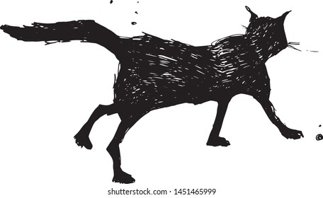 a vector illustration of a black cat