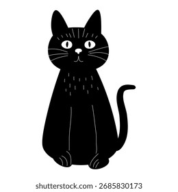 Vector illustration of a black cat.