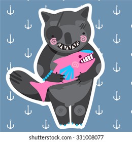 Vector illustration of a black cat.