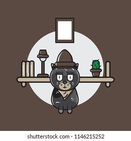 Vector Illustration Black Cat with Background Eps.10