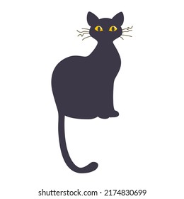 Vector illustration of  black cat isolated on background.