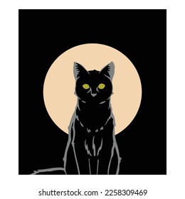 ilustración vectorial de un gato negro sobre un fondo negro.