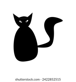 Vector illustration of black cat on white background suitable for symbols, card decoration, etc