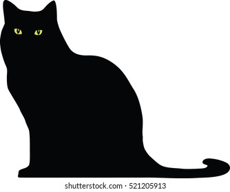Vector illustration of a black cat silhouette