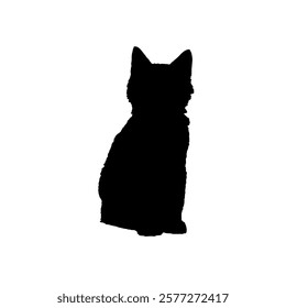 
Vector illustration of black cat silhouettes sitting in profile.