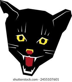 vector illustration of a black cat that grins