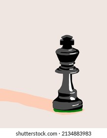 Vector illustration of  black chess king. The beginning of a chess game. Collection of chess posters. Flyer templates in flat design. Chess icons. Table game. Black silhouettes isolated. 