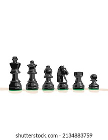 Vector illustration of black chess set. The beginning of a chess game. Collection of chess posters. Flyer templates in flat design. Chess icons. Table game. Black silhouettes isolated.   