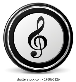 Vector illustration of black and chrome music icon