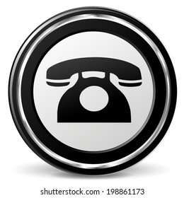 Vector illustration of black and chrome old phone icon