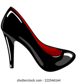 Vector illustration of black classic high heel shoe