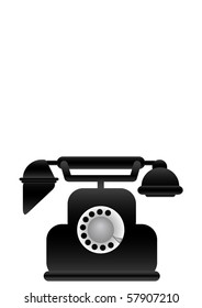 Vector illustration black classical phone on a white background it is isolated