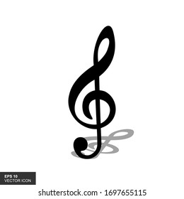 Vector illustration of black clef with isolated shadow on a white background.