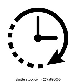 Ilustración vectorial del icono del reloj negro en un fondo blanco.