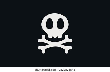 Vector illustration of a black cloth pirate flag with a skull and crossbones.