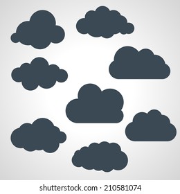 vector illustration of black clouds collection