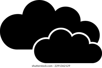 Vector illustration of black clouds icon. Cloudy day.