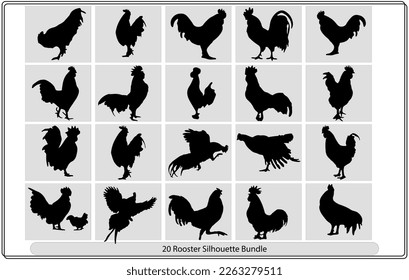 Vector illustration of a black cock silhouette,poultry chickens roosters