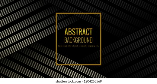 Vector illustration of black color abstract pattern background with golden lines, gradient texture for minimal dynamic cover design.Eps10 vector illustrations.