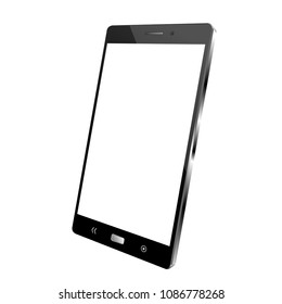 vector illustration, black color smartphone with blank touch screen isolated on a white background. 