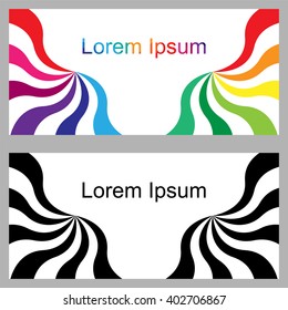Vector Illustration. Black and Colorful Wavy Striped Templates for Visiting Cards, Labels, Fliers, Banners, Badges, Posters, Stickers and Advertising Actions.