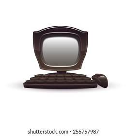 Vector illustration of black computer on transparent background