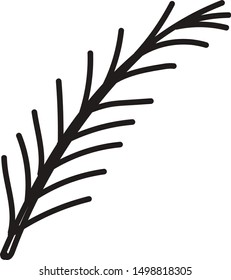 Vector illustration of a black contour drawing of a New Year tree in a minimalistic Scandinavian style. Drawn by hand.