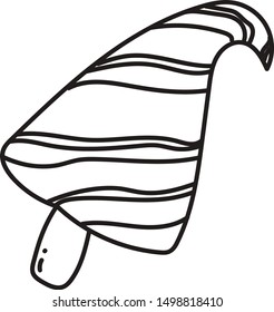 Vector illustration of a black contour drawing of a New Year tree in a minimalistic Scandinavian style. Drawn by hand.