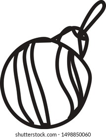 Vector illustration of a black contour drawing of a Christmas tree toys in a minimalistic Scandinavian style. Drawn by hand.