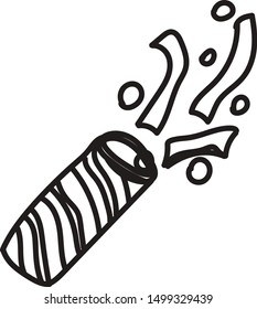 Vector illustration of a black contour drawing of a New Year`s clapperboard candy in a minimalistic Scandinavian style. Drawn by hand.