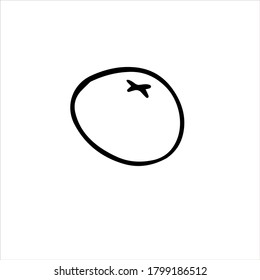Vector illustration. Black contour element. Orange, mandarin or tangerine isolated on white. Ingredient for lemonade, jam. Hand drawn doodle simple fruit clipart