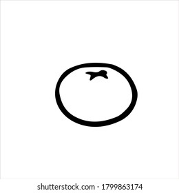 Vector illustration. Black contour element. Orange, mandarin or tangerine isolated on white. Ingredient for lemonade, jam. Hand drawn doodle simple fruit clipart
