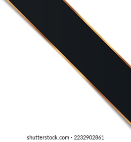 ilustración vectorial del banner de la cinta de esquina negra con marco de color dorado