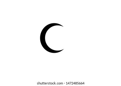 Vector illustration of black crescent moon on white background