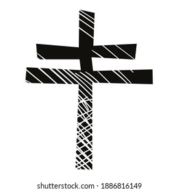 vector illustration of black cross of Lorraine isolated on white