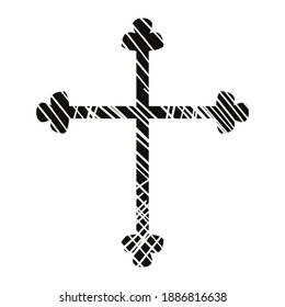 vector illustration of black cross of Lorraine isolated on white