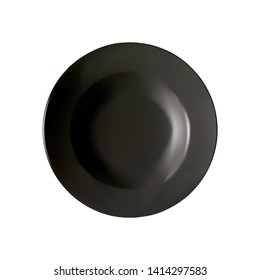 
Vector illustration of black deep porcelain plate. Black dishes for starters and lunch.