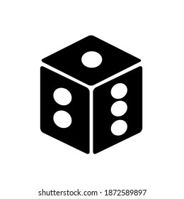 Vector illustration of a black dice. There are 1 white circles, 2 rings and 3 rings.isolated on white background.