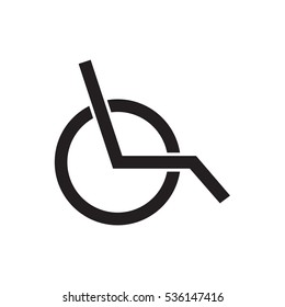 Vector illustration of black disabled sign icon on white background